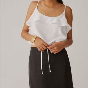 Cloth & stone linen tie front crop tank size small